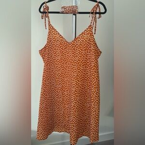 Burnt Orange and White Floral Summer Dress SHEIN Curve